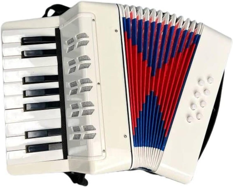 BORIYAM Accordion 17 Keys 8 Bass,for Adult Beginners，Accordion Instrument ，Instrument (White) - Image 1